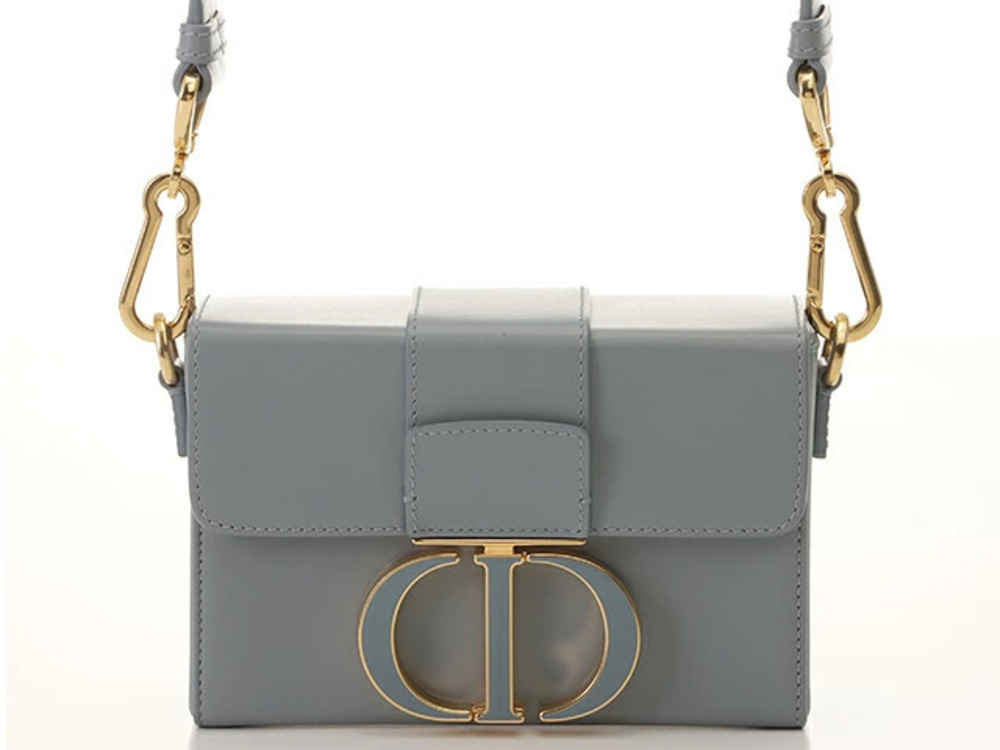 Christian Dior Montaigne Bag Blue Gray Calfskin